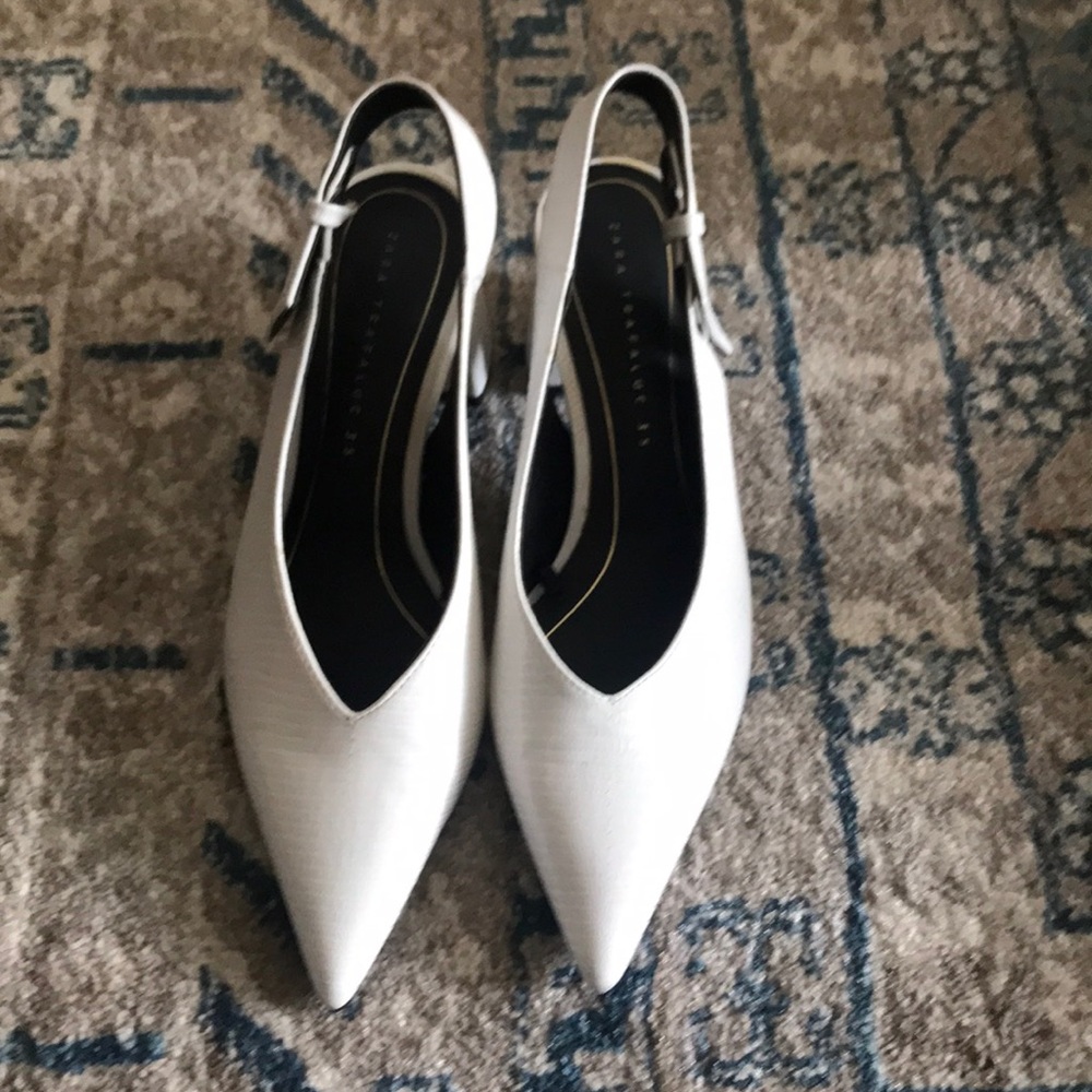 Zara White Sling Back Heel